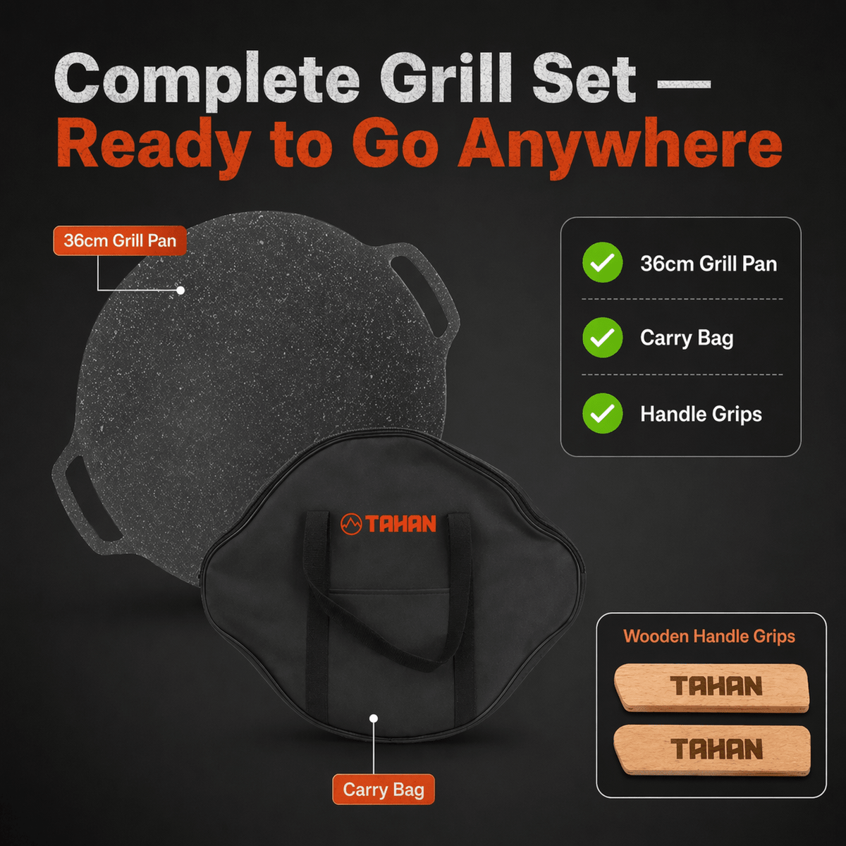 TAHAN 36cm Grill Pan - TAHAN Outdoor - PANTH036BK