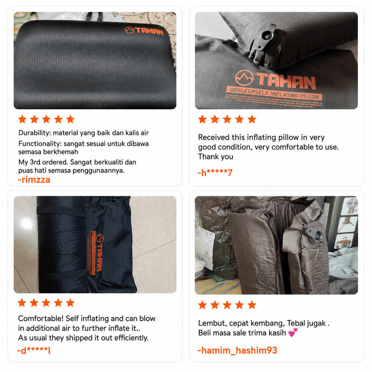 TAHAN GoSleep 5 Seconds Self Inflating Pillow - TAHAN Outdoor - PILTH046BK