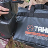 Water beading and running off the cooler's waterproof outer layer
