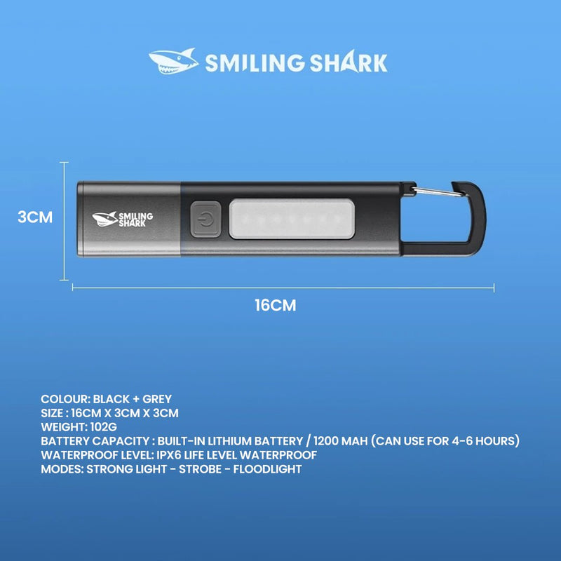 SMILING SHARK Multi - Use Rechargeable Torch with Hook - TAHAN Worldwide - TORSS123BK-V2